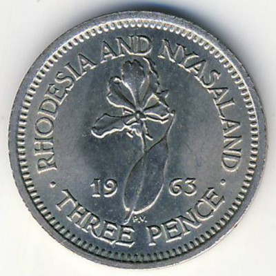 Rhodesia and Nyasaland, 3 pence, 1955–1964