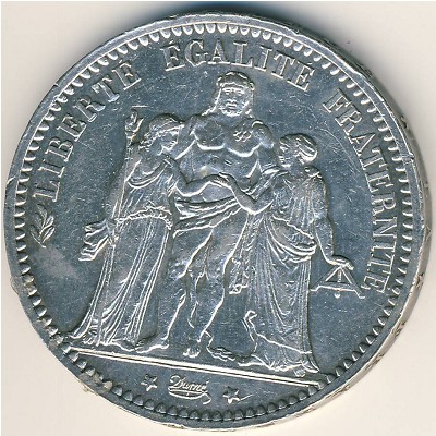France, 5 francs, 1870–1889