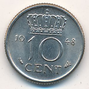 Нидерланды, 10 центов (1948 г.)