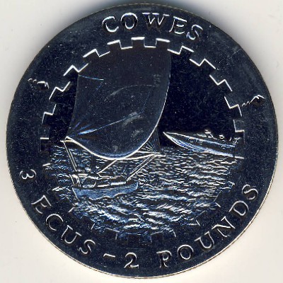 Isle of Wight., 3 ecu - 2 pounds, 1996