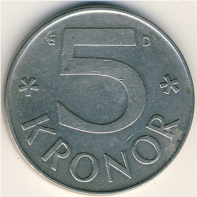 Sweden, 5 kronor, 1976–1992