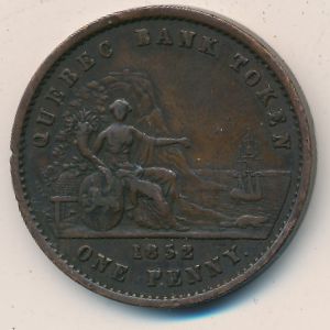 Quebec, 2 sous - 1 penny, 1852