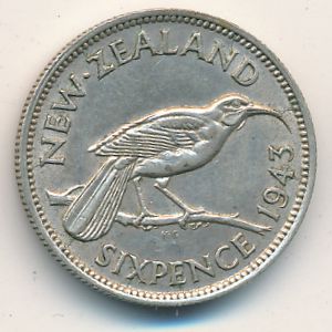 New Zealand, 6 pence, 1937–1946
