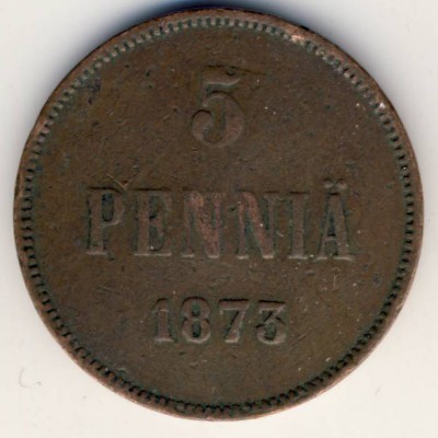 Finland, 5 pennia, 1872–1875