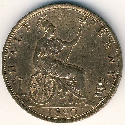 Великобритания, 1/2 пенни (1874–1894 г.)