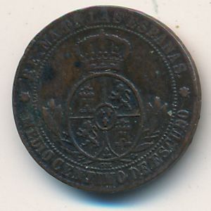 Spain, 1/2 centimo, 1867–1868