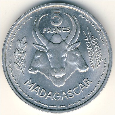 Madagascar, 5 francs, 1953