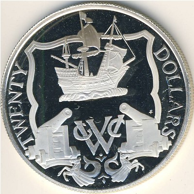 Виргинские острова, 20 долларов (1985 г.)