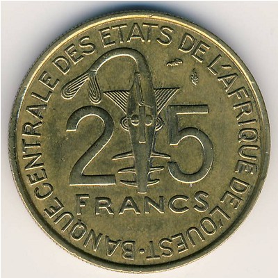 West African States, 25 francs, 1970–1979