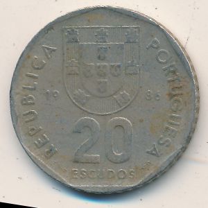 Portugal, 20 escudos, 1986