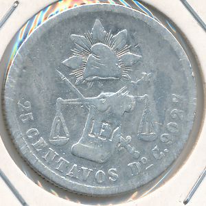 Mexico, 25 centavos, 1873–1890