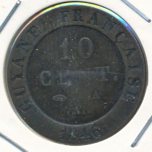 French Guiana, 10 centimes, 1846