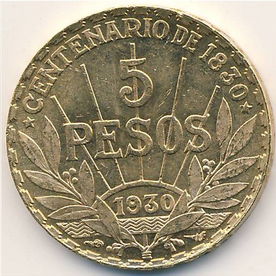 Uruguay, 5 pesos, 1930