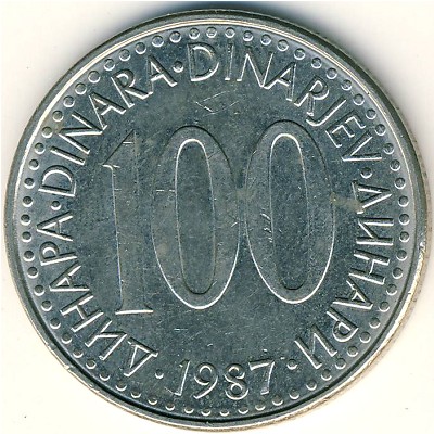 Yugoslavia, 100 dinara, 1985–1988