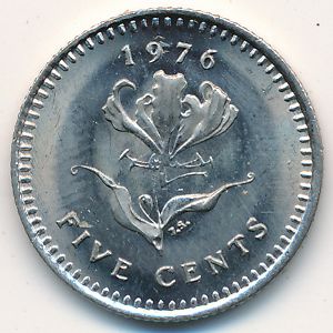 Rhodesia, 5 cents, 1975–1977