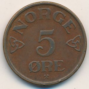 Norway, 5 ore, 1952–1957