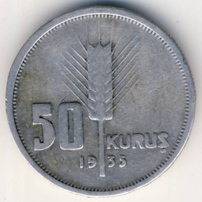 Turkey, 50 kurus, 1935–1937