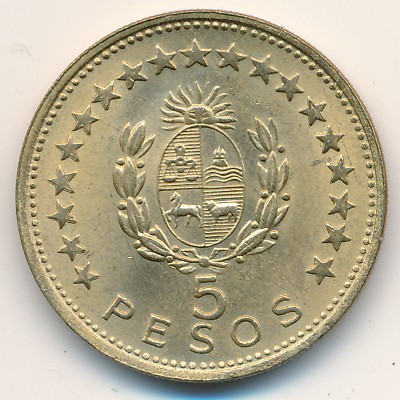 Uruguay, 5 pesos, 1965