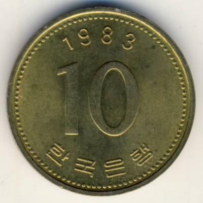 South Korea, 10 won, 1983–2000