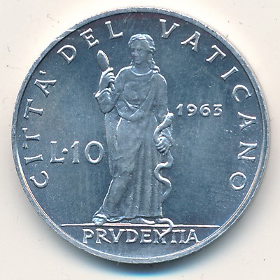 Vatican City, 10 lire, 1963