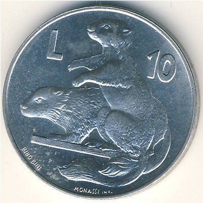 San Marino, 10 lire, 1975