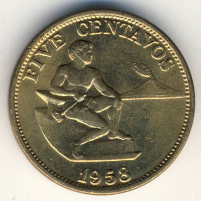 Philippines, 5 centavos, 1958–1966