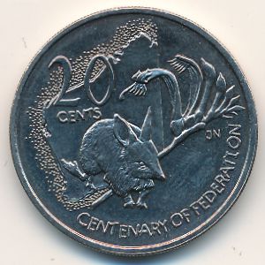 Australia, 20 cents, 2001