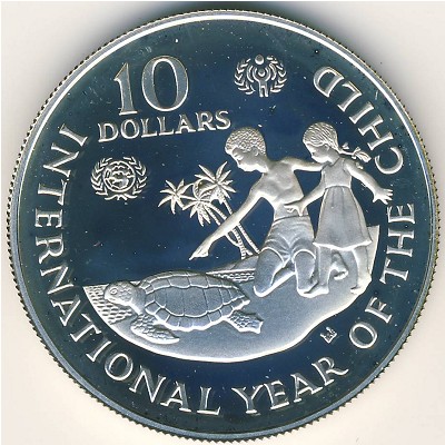 Cayman Islands, 10 dollars, 1982