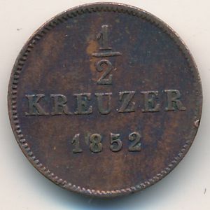 Вюртемберг, 1/2 крейцера (1840–1856 г.)