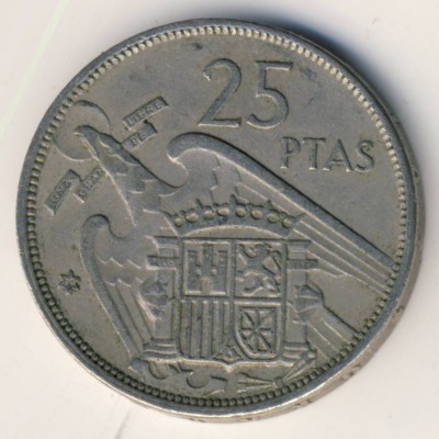 Испания, 25 песет (1957 г.)