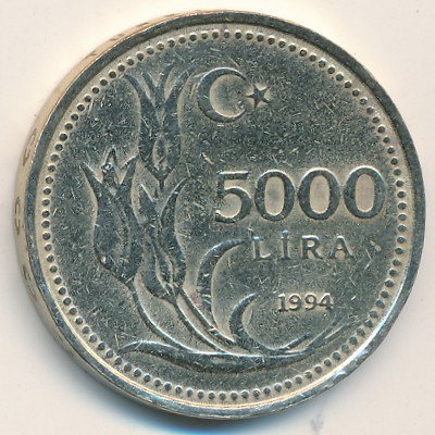 Turkey, 5000 lira, 1994