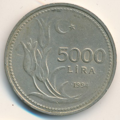 Turkey, 5000 lira, 1994