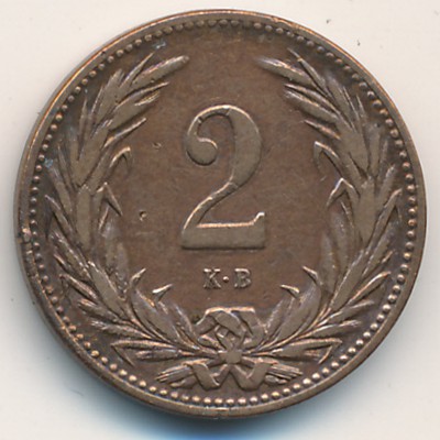 Hungary, 2 filler, 1892–1915