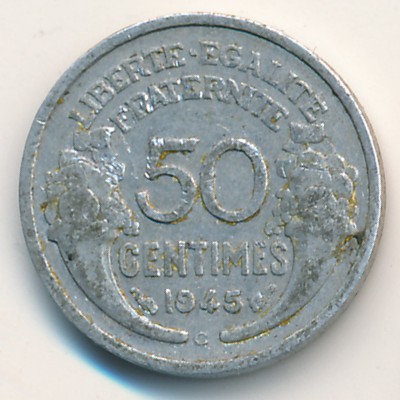 France, 50 centimes, 1945