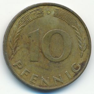 West Germany, 10 pfennig, 1989