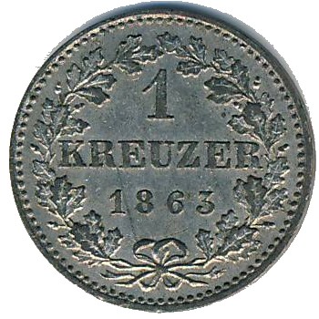 Франкфурт, 1 крейцер (1862–1866 г.)