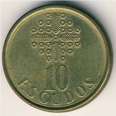 Португалия, 10 эскудо (1986–2000 г.)