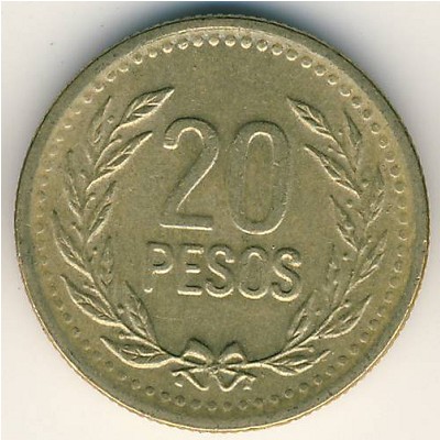 Colombia, 20 pesos, 1994–2003
