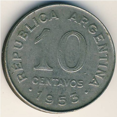 Argentina, 10 centavos, 1952–1953