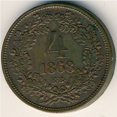 Hungary, 4 krajczar, 1868