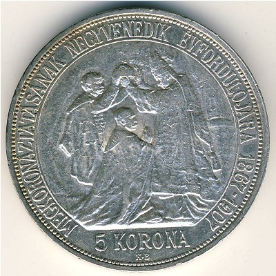 Hungary, 5 korona, 1907