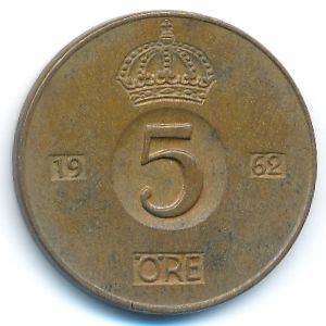 Sweden, 5 ore, 1962