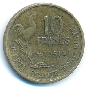 France, 10 francs, 1951