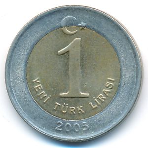 Turkey, 1 new lira, 2005