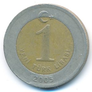 Turkey, 1 new lira, 2005