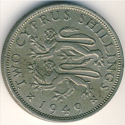 Cyprus, 2 shillings, 1949