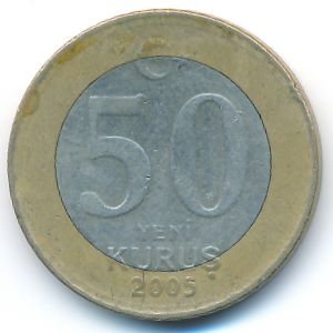 Turkey, 50 new kurus, 2005