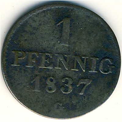 Saxony, 1 pfennig, 1836–1838