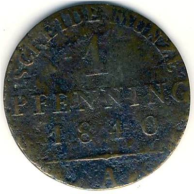 Пруссия, 1 пфеннинг (1821–1840 г.)