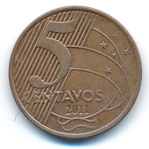 Brazil, 5 centavos, 2011